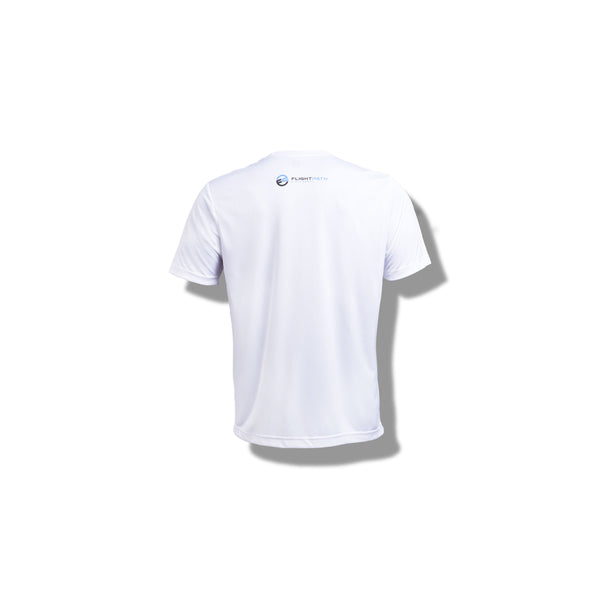 Men's Drive Tee with FlightPath Arc Logo (White) - FlightPath Pickleball