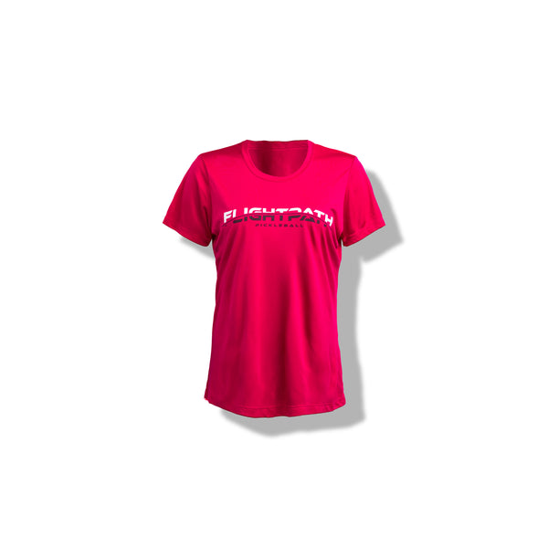 Women's Thrive Tee with FlightPath Arc Logo (Pink) - FlightPath Pickleball